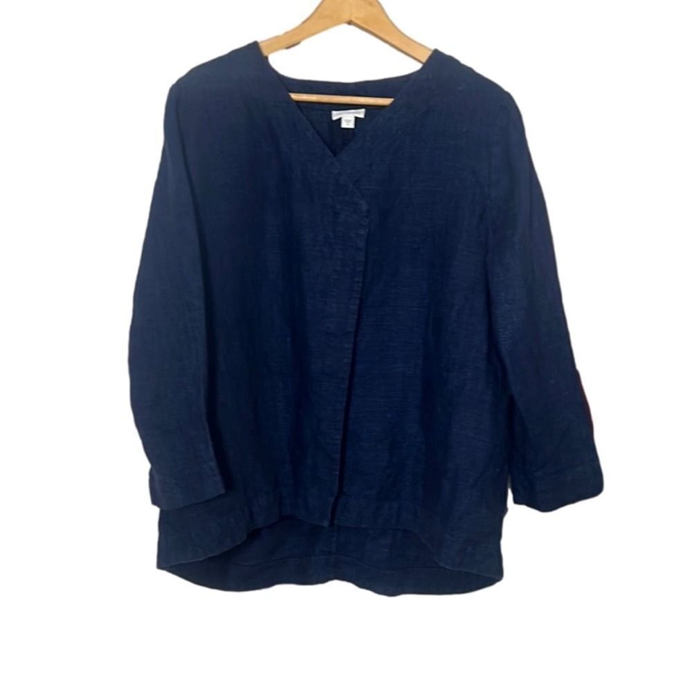J. JILL PURE JILL 100% LINEN LAGENLOOK OPEN JACKET BLOUSE SIZE M